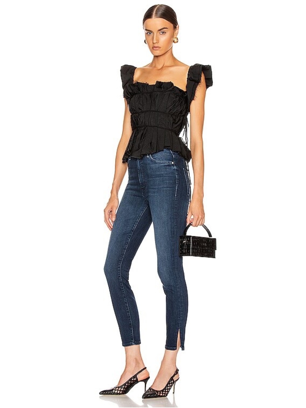 MOTHER The Swooner Ankle Slice Jeans Two Strangers Ride On The Subway Denim 28